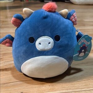 Squishmallows Carin Blue Dragon Plush with Cream Belly and Orange Tuft